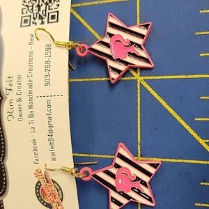 Barbie Dangle Star Earrings Pink